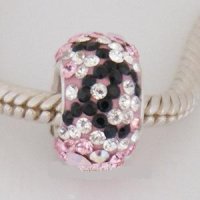 (image for) Austrian Crystal Charm 925 - 5 Row - Pink Clear & Black