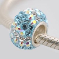 (image for) Austrian Crystal Charm 925 - 5 Row - Light Blue & AB Lines