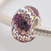(image for) Austrian Crystal Charm 925 - 5 Row - Purple, Peach & AB Clear