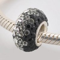 (image for) Austrian Crystal Charm 925 - 5 Row - Faded Black, Gray Clear