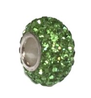 (image for) Silver Plated Core Crystal Charm Peridot Green