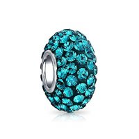 (image for) Silver Plated Core Crystal Charm Teal Blue