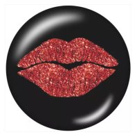 (image for) Snap Glass Jewelry Glitter Red Lips fits 18-20mm Ginger Snaps